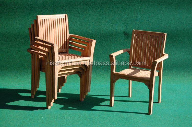 Teak Outdoor Garden Patio Beach Stacking Chairs for Dining and Indonesia Furniture