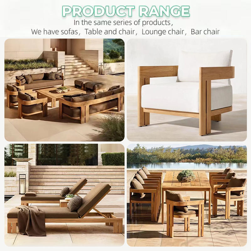 Outdoor Leisure Villa Courtyard Garden Solid Wood Furniture Outdoor Terrace Waterproof Sun protection Teak Sofa Coffee Table