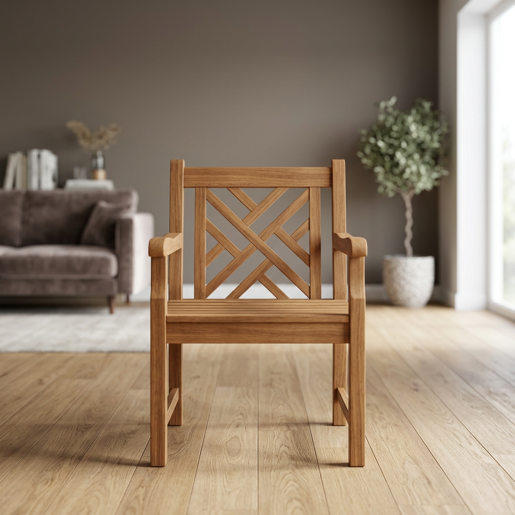 Modern Durable Teak Solid Wood Non-Foldable Outdoor Dining Garden Armchair Enterprise Brand Jepara Furniture GC004