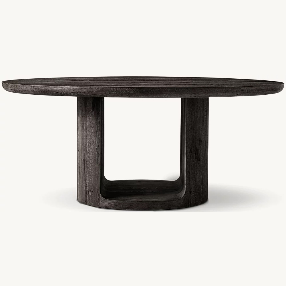 Mid Century Modern Round Solid Oak Wooden Dining Table with Armchair Furniture Dining Table Set for 4 6 Seats