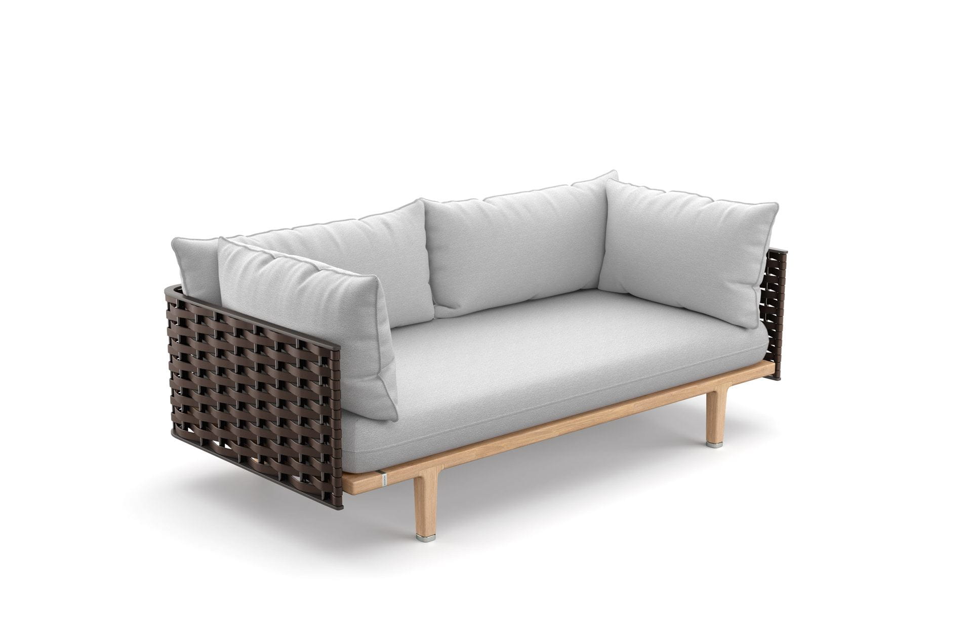 High Quality Luxury Outdoor Garden Furniture Aluminum and Teak Wood Sofa Set with Fabric for Patio Hotels Beaches Courtyards