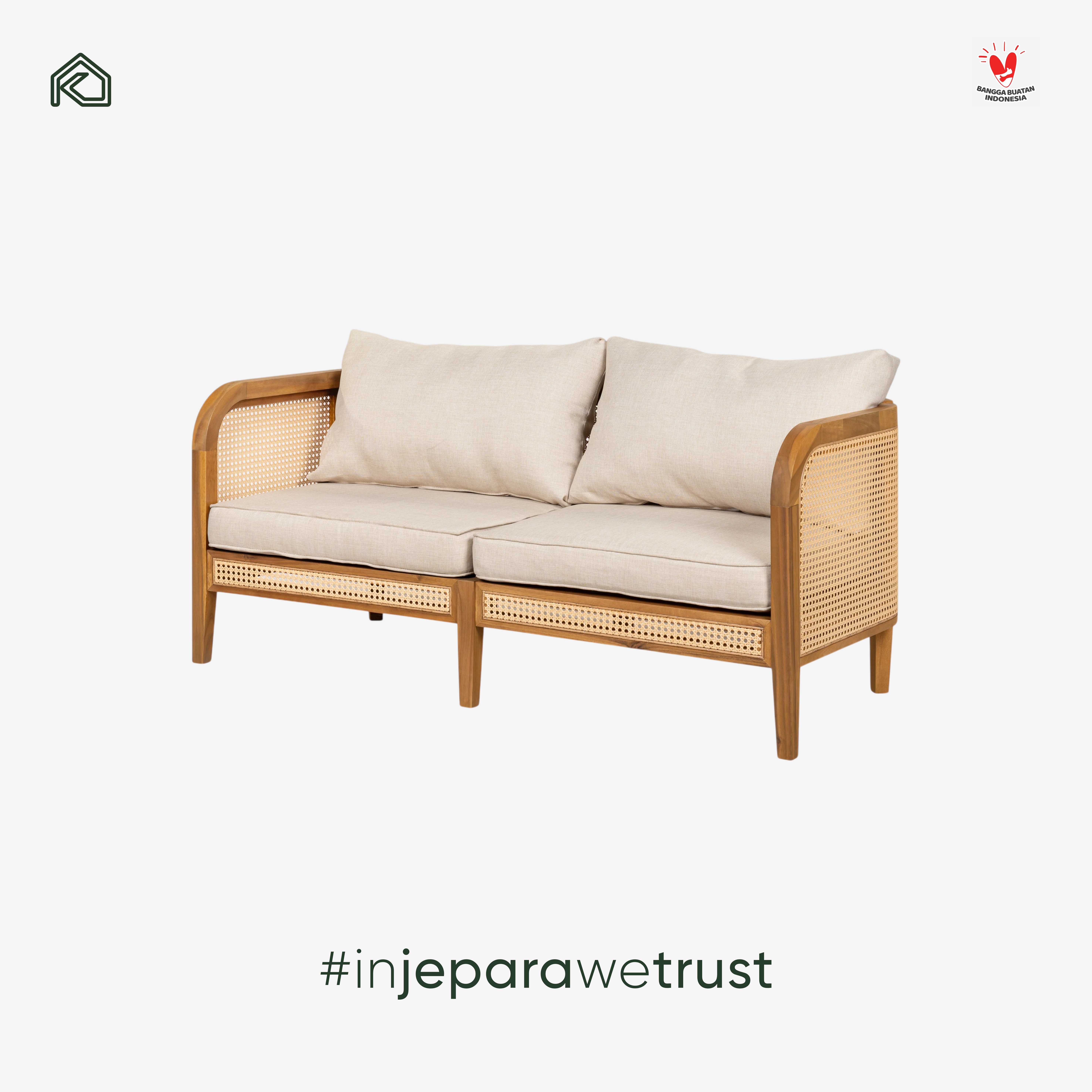 Hot Sale Wholesale Indonesian Teak Wood Rattan Eco-Friendly Durable 2 Seater Midcentury Customized Size Garden Patio Living Room