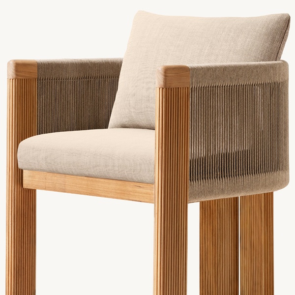 Luxury Teak Frame High Platform Cushion Solid Teak Modern Outdoor Single Sofa Chair for Dining and Hotel Use