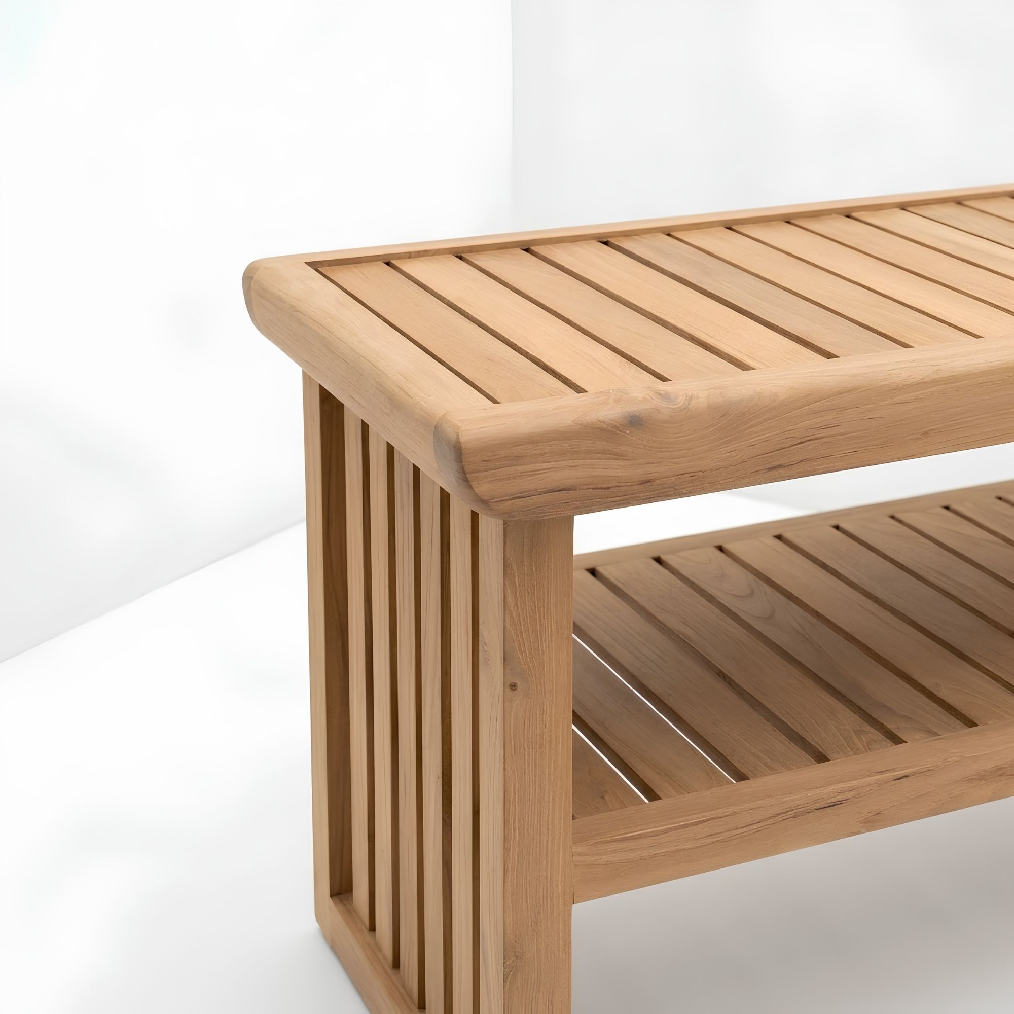 SVLK Certified Durable Solid Teak Wood Slatted Rectangular Coffee Table Luxury Resort Balcony Outdoor Furniture Indonesia