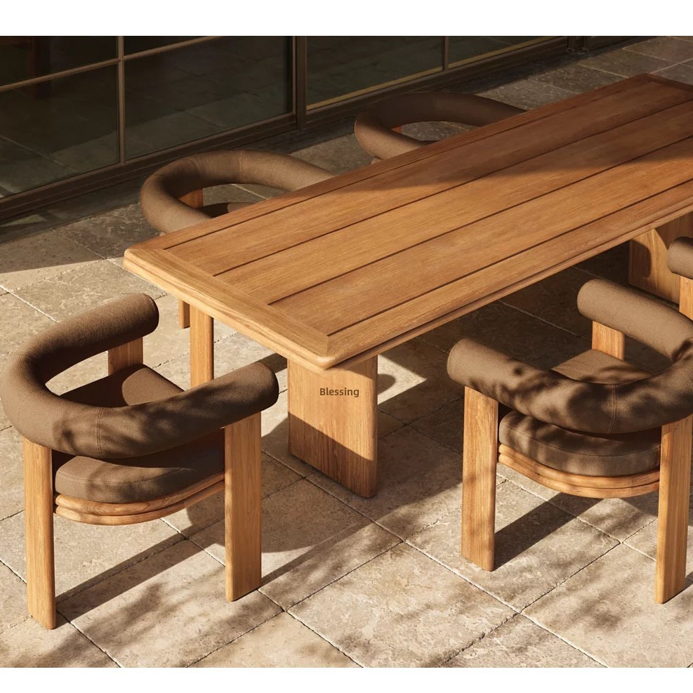 Modern Teak Outdoor Dining Set &amp; Garden/Coffee Tables Nordic Design Waterproof Sun-Resistant Outdoor Furniture