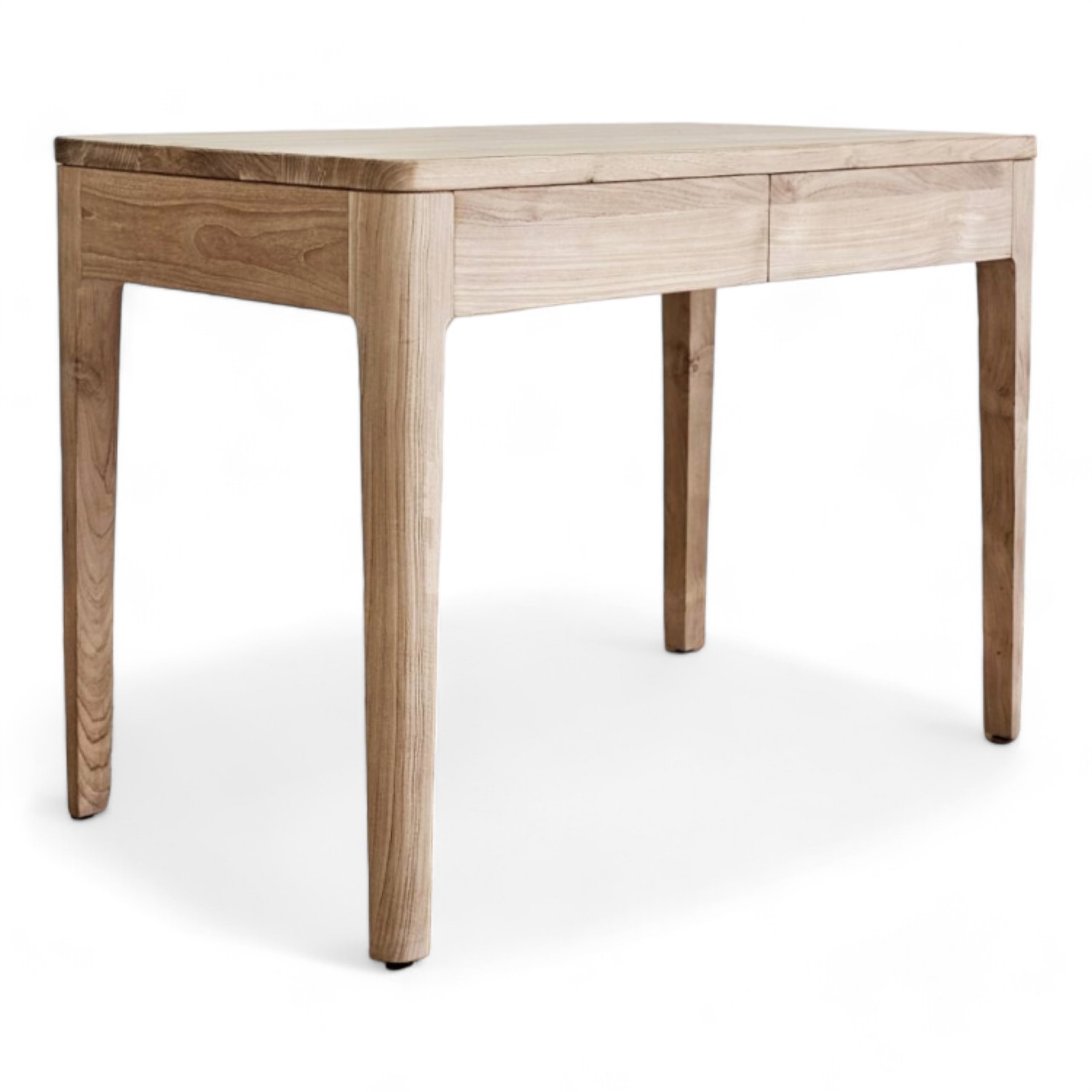 Contemporary Solid Teak Wood Convertible Eco-Friendly Bedroom Office Desk 2 Drawers Minimalist Writing Executive Farmhouse