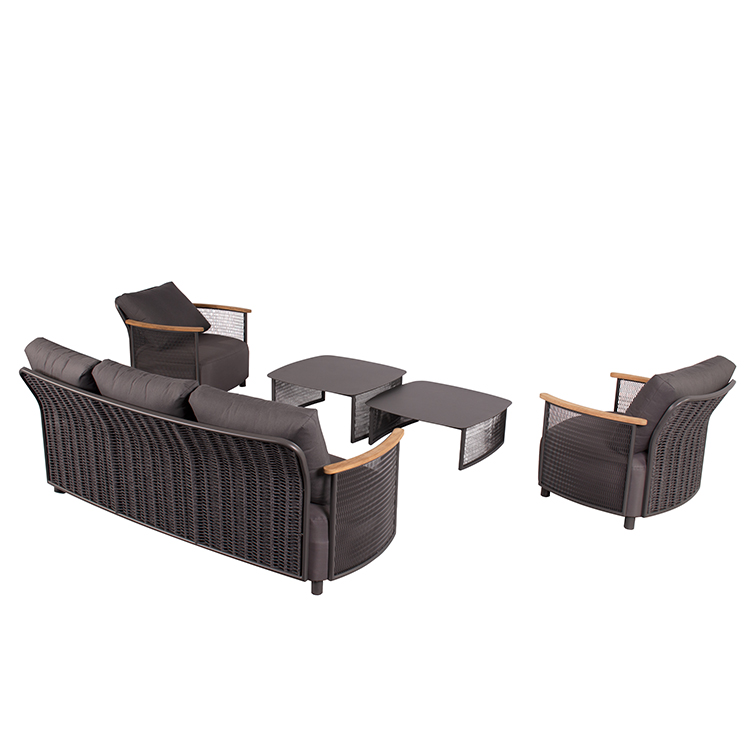 Modern Luxury Solid Teak Rattan Sofa Set Waterproof Outdoor Furniture for Patio Hotels Gardens