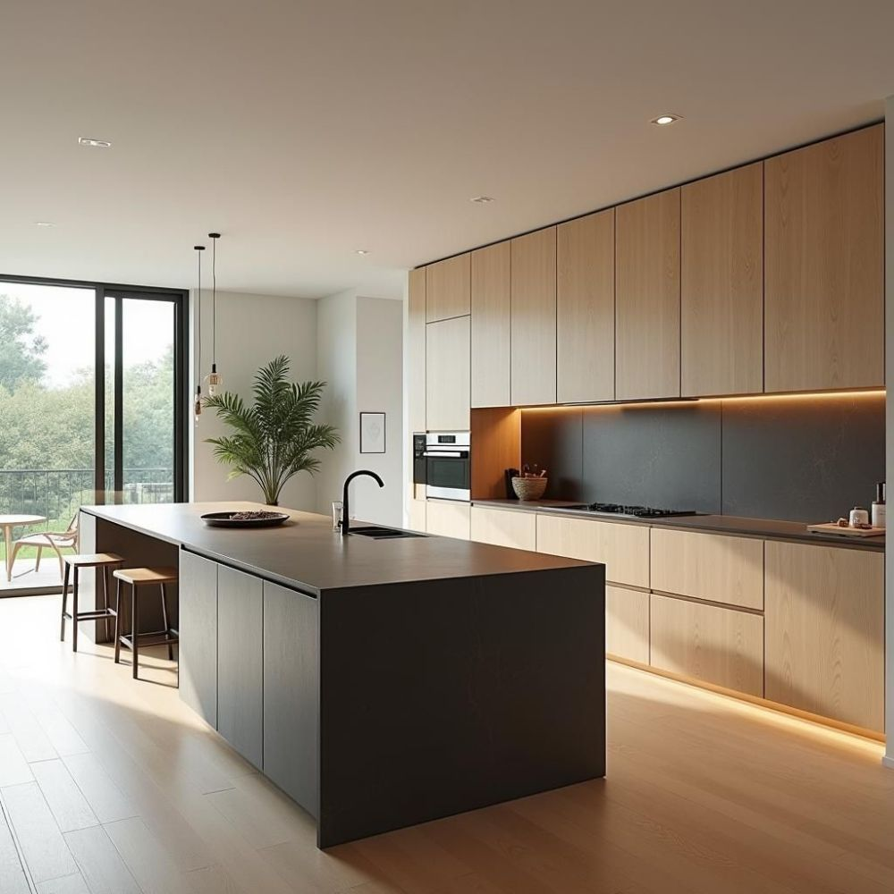 American Hot Selling Custom Made White Oak Wood Veneer Kitchen Cabinet for Sale