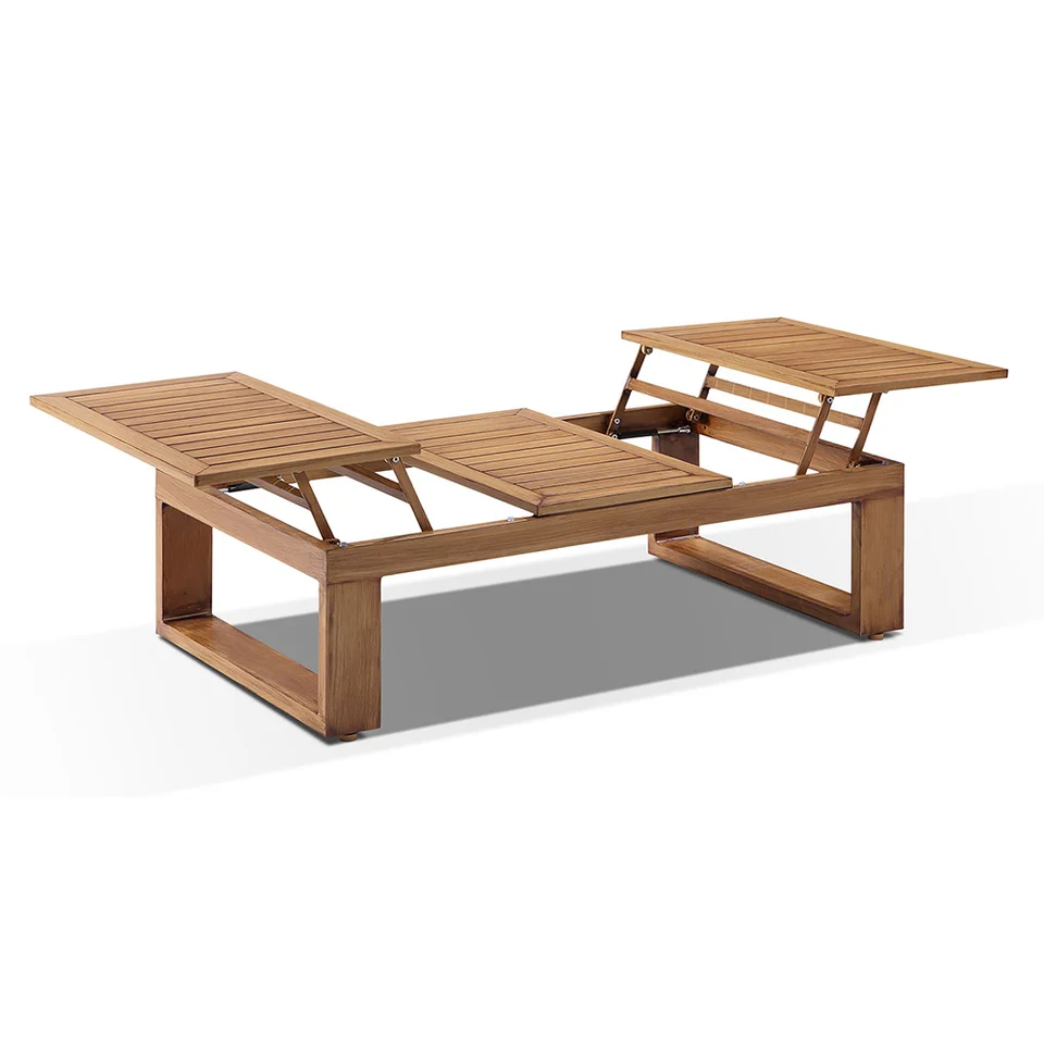 3 + 2 + 1 Seater Outdoor Lounge Suite Teak Aluminium Frame Multi-Functional Lift Coffee Table for Alfresco Patio Backyard
