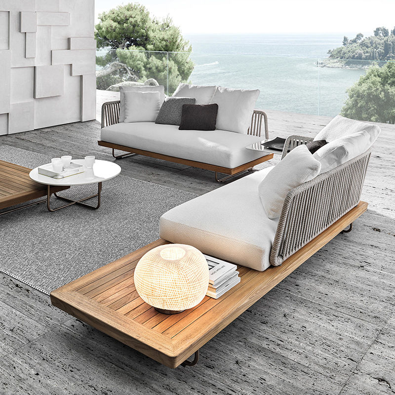 New Design Luxury Solid Teak Durable Outdoor Patio Garden Sofa Set for Living Room Courtyard Hotel