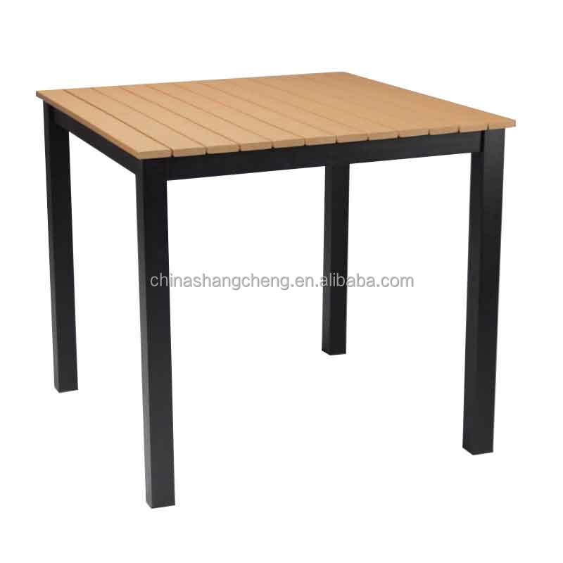 Low Price Square Wooden Rattan Wicker Aluminium Bistro Coffee Garden Teak Plastic Outdoor Wood Table