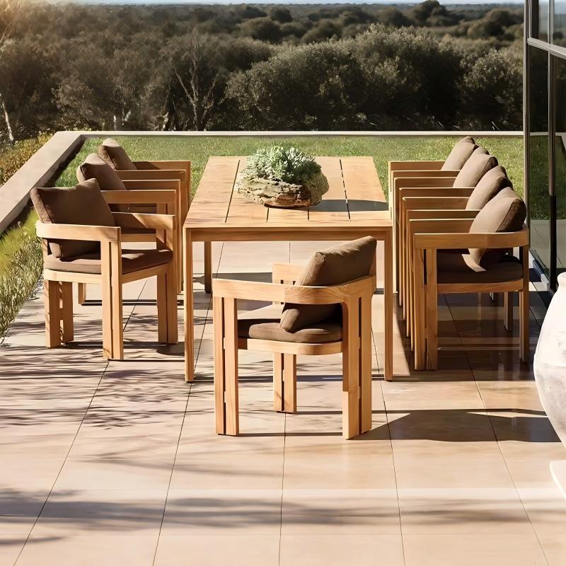 Outdoor Leisure Villa Courtyard Garden Solid Wood Furniture Outdoor Terrace Waterproof Sun protection Teak Sofa Coffee Table