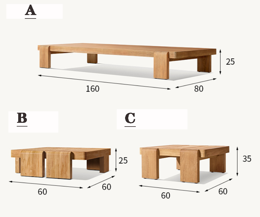 Customized Modern Durable Teak Solid Wood Coffee &amp; Dining Table Outdoor Furniture Use Entry Hotel Villa Courtyard Park OEM