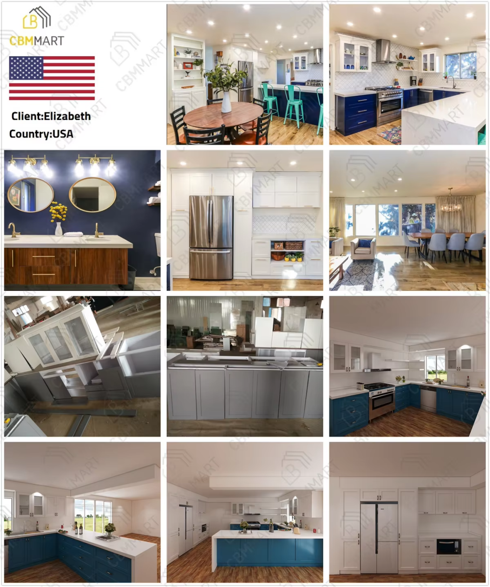 American Hot Selling Custom Made White Oak Wood Veneer Kitchen Cabinet for Sale