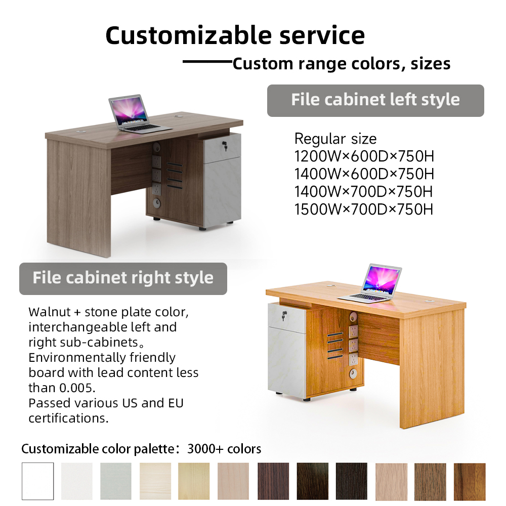 Contemporary and Minimalist Teak Computer Desk with 7 Drawers for Study Room and Office Table Customizable Wholesale Desks