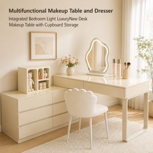 Makeup Vanity Table with Drawers, Multifunctional Dressing Table with Storage