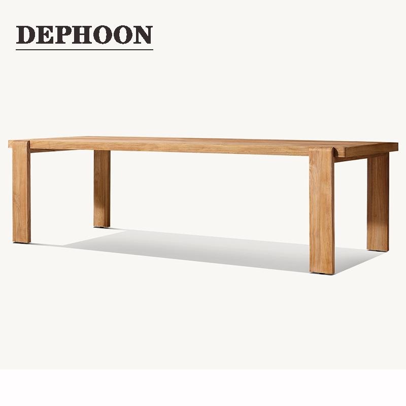 Customized Modern Durable Teak Solid Wood Coffee &amp; Dining Table Outdoor Furniture Use Entry Hotel Villa Courtyard Park OEM