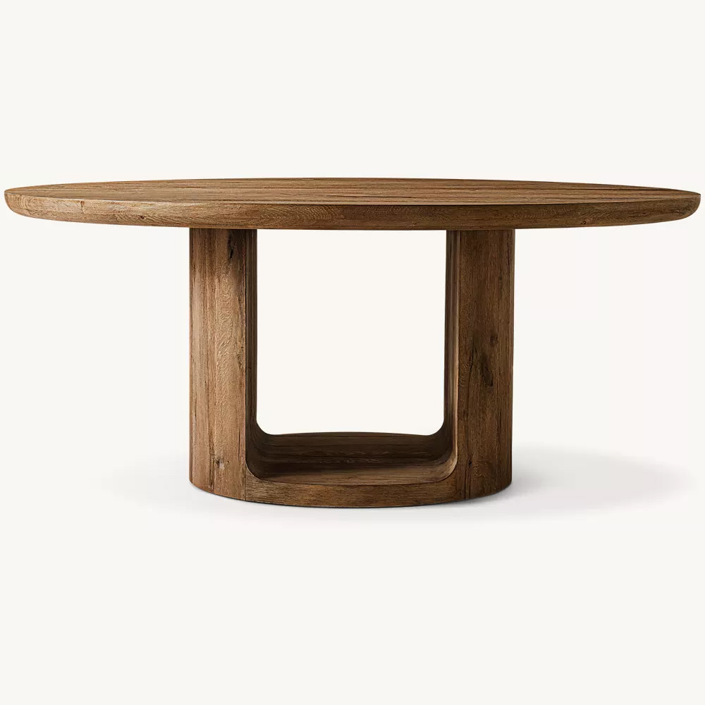 Mid Century Modern Round Solid Oak Wooden Dining Table with Armchair Furniture Dining Table Set for 4 6 Seats