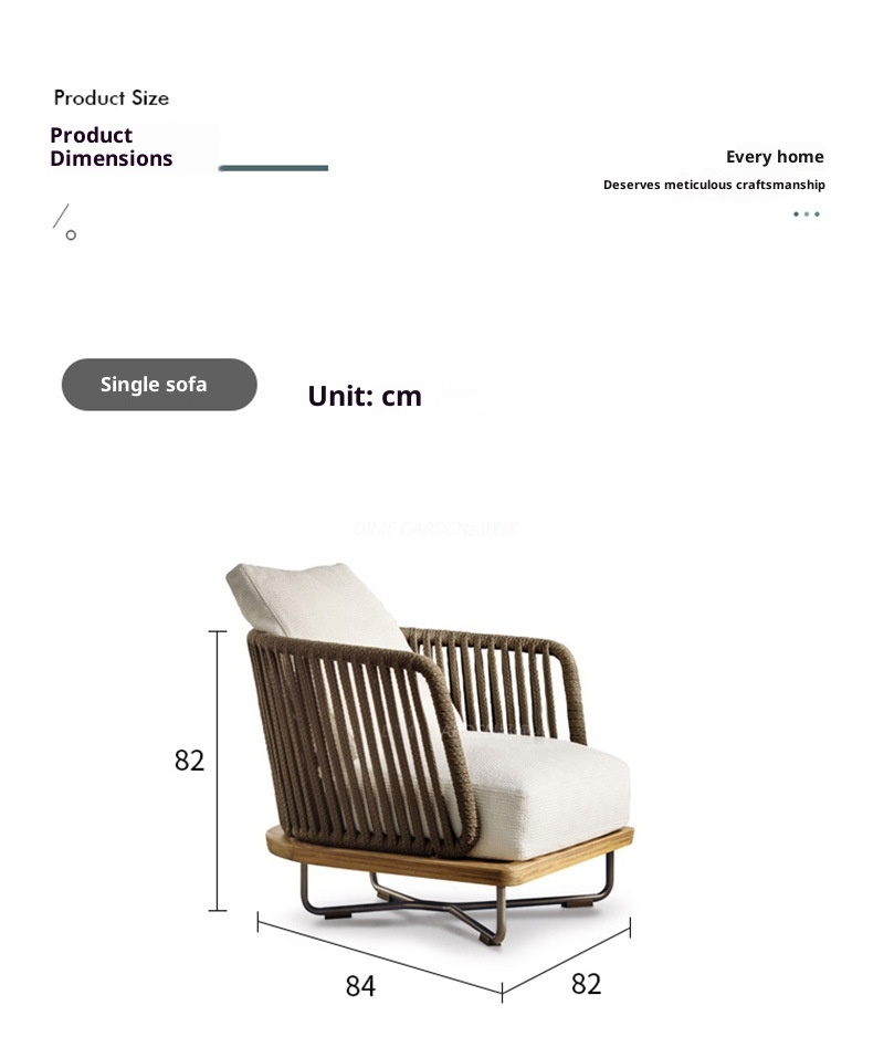 Outdoor Sofa Sunscreen Waterproof Rattan Teak 3-Seater Terrace Solid Wood Garden Coffee Table Set Furniture Customization China