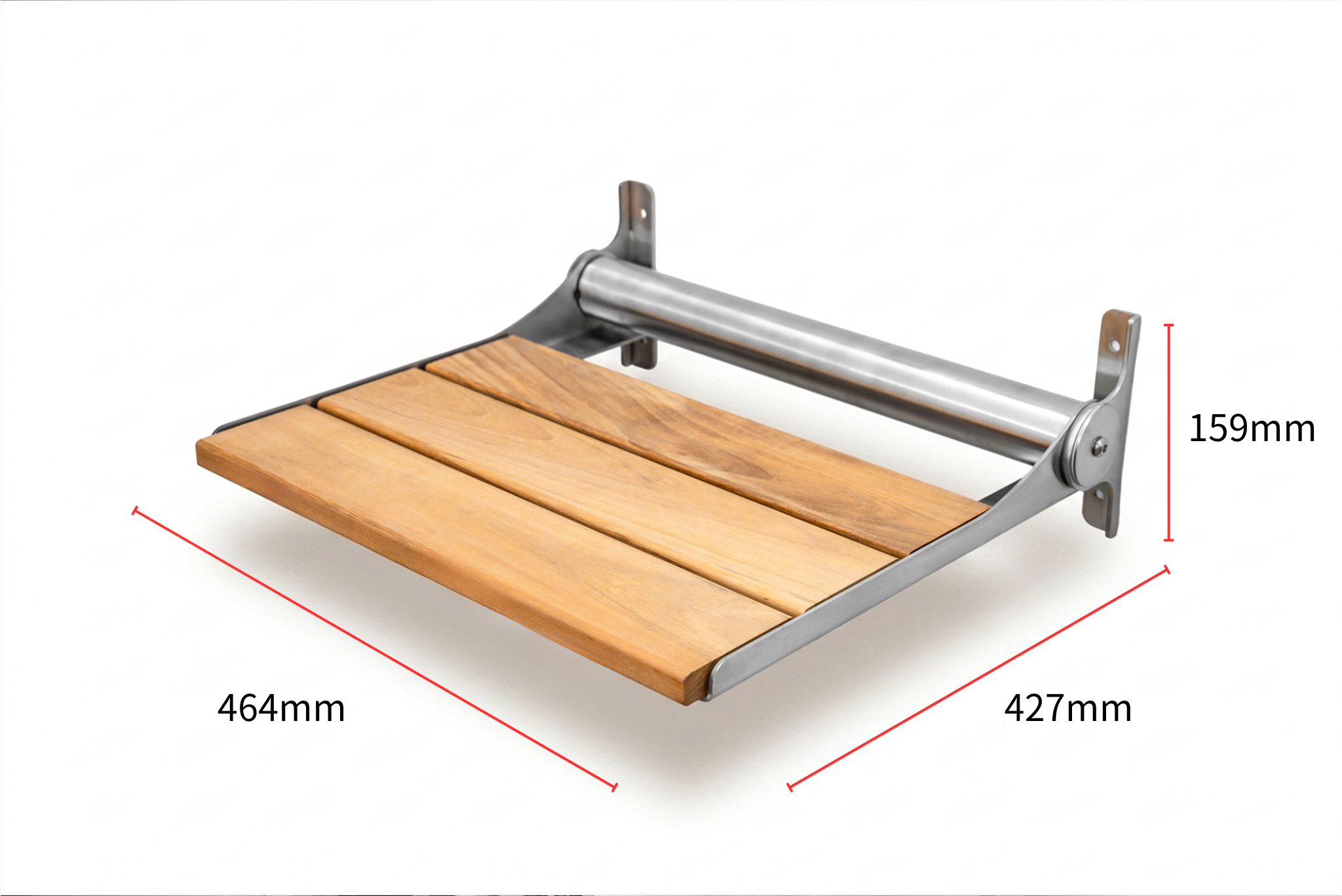 Premium 100% Indonesian Teak Folding Shower Bench Wall-Mounted Bathroom Spa Seat Heavy-Duty Stainless Steel Water Corrosion