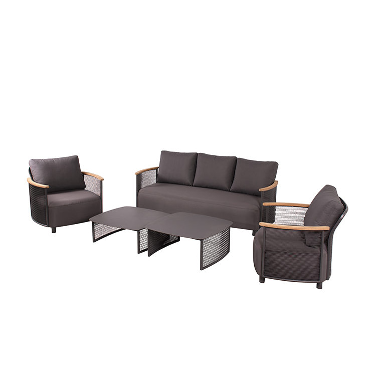 Modern Luxury Solid Teak Rattan Sofa Set Waterproof Outdoor Furniture for Patio Hotels Gardens