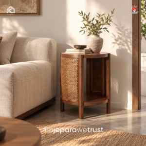 Rustic Teak Root Glass Top Side Table