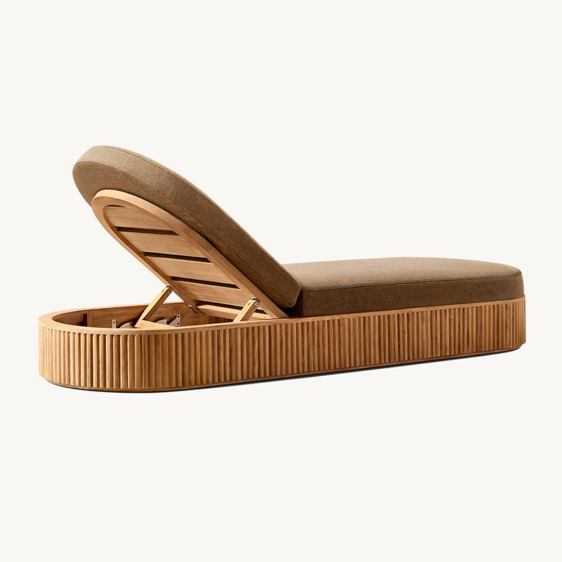 Hotel Outdoor Luxury UV Resistant Teak Sun Lounger Set with Minimalist Modern Design for Villa Garden Swimming Pool