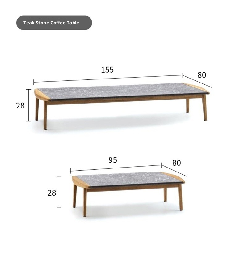 Outdoor Sofa Sunscreen Waterproof Rattan Teak 3-Seater Terrace Solid Wood Garden Coffee Table Set Furniture Customization China