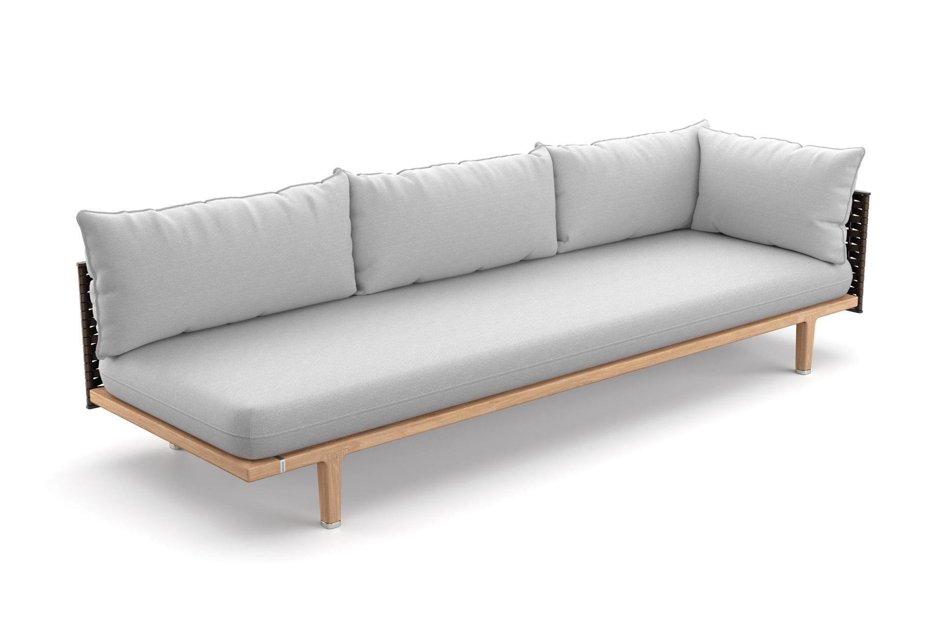 High Quality Luxury Outdoor Garden Furniture Aluminum and Teak Wood Sofa Set with Fabric for Patio Hotels Beaches Courtyards