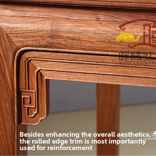 Huiteng Mahogany Solid Wood Rectangular Dining Table with Chinese Style Chair Combination HT068C