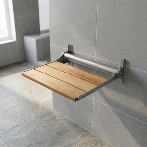Wall Mounted Folding Teak Shower Bench Seat