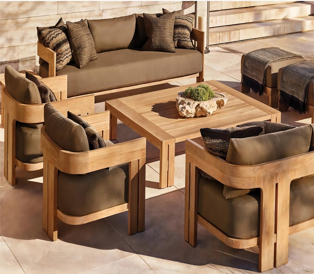 Outdoor Leisure Villa Courtyard Garden Solid Wood Furniture Outdoor Terrace Waterproof Sun protection Teak Sofa Coffee Table