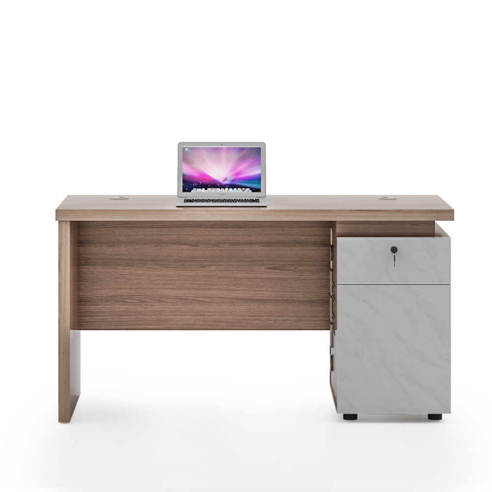 Contemporary and Minimalist Teak Computer Desk with 7 Drawers for Study Room and Office Table Customizable Wholesale Desks