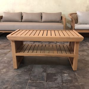Solid Teak Wood Slatted Outdoor Coffee Table