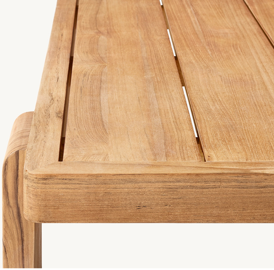 Customized Modern Durable Teak Solid Wood Coffee &amp; Dining Table Outdoor Furniture Use Entry Hotel Villa Courtyard Park OEM