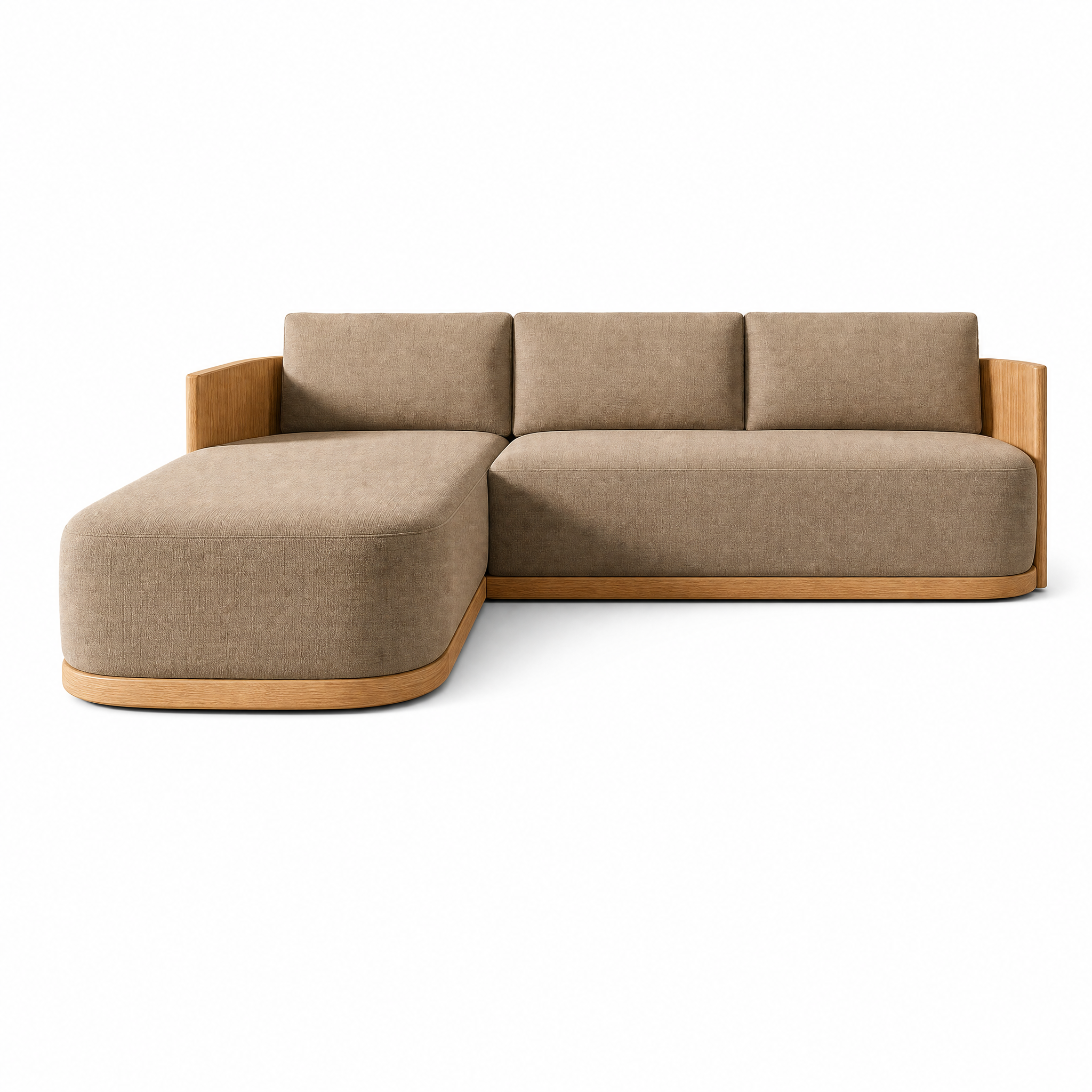 Contemporary Fluted Solid Teak Outdoor Sectional Sofa Set Patio Lounge Sofa Luxury Resort Villa Round Coffee Side Table