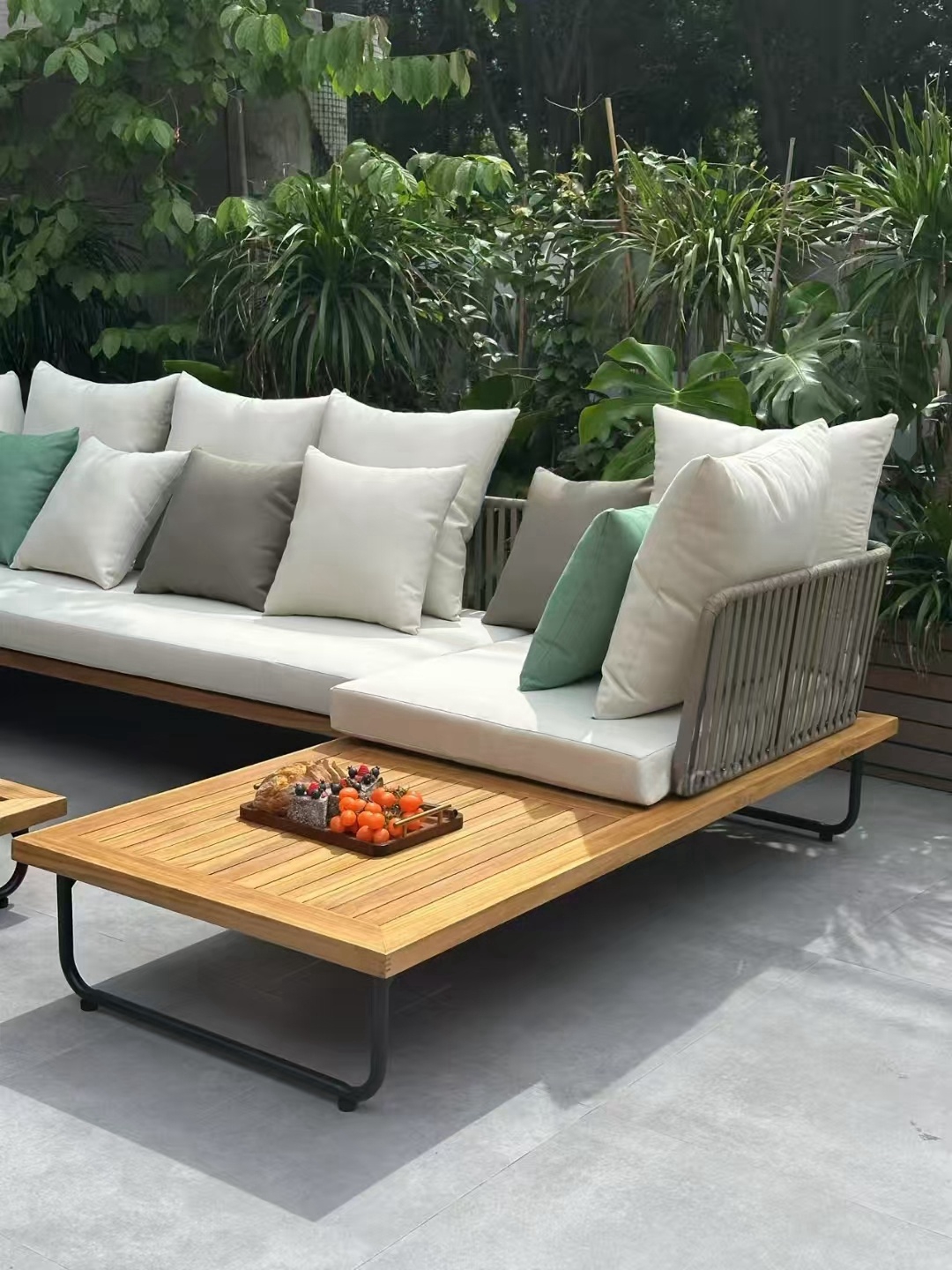 New Design Luxury Solid Teak Durable Outdoor Patio Garden Sofa Set for Living Room Courtyard Hotel