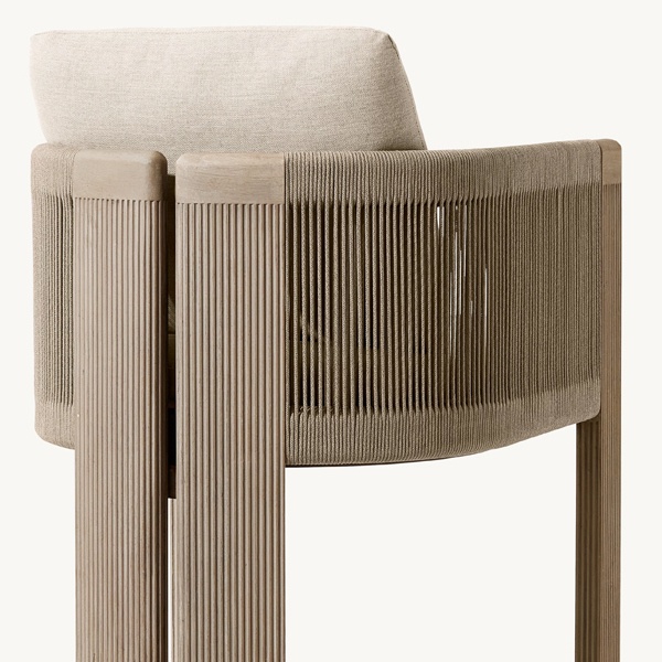 Luxury Teak Frame High Platform Cushion Solid Teak Modern Outdoor Single Sofa Chair for Dining and Hotel Use