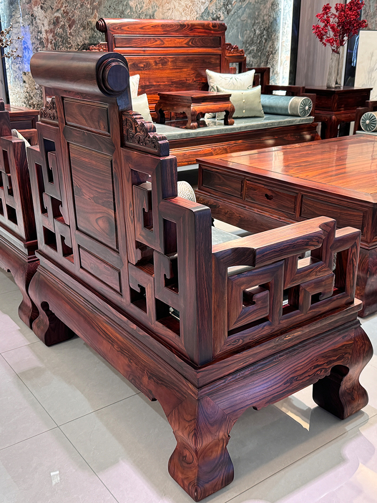 GB Ming Qing Classical Mahogany Furniture Chinese Living Room Indonesian Black Acid Wood Broadleaf Dalbergia Plain Surface Large