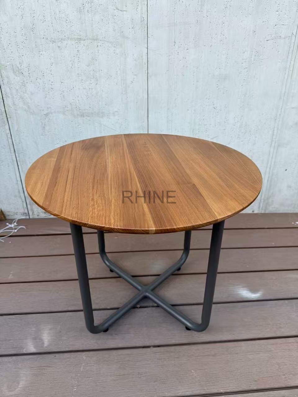 Waterproof &amp; Weather-resistant+Outdoor Solid Wood+Matte Aluminum Frame+Outdoor End Table for Pool/Restaurant/Commercial Space