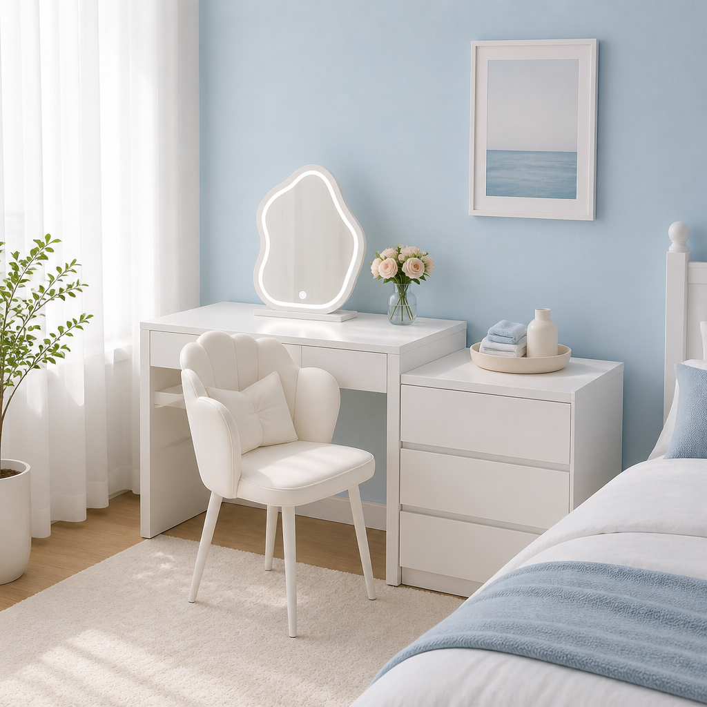 Makeup Vanity Table with Drawers, Multifunctional Dressing Table with Storage, Light Luxury Modern Desk for Bedroom