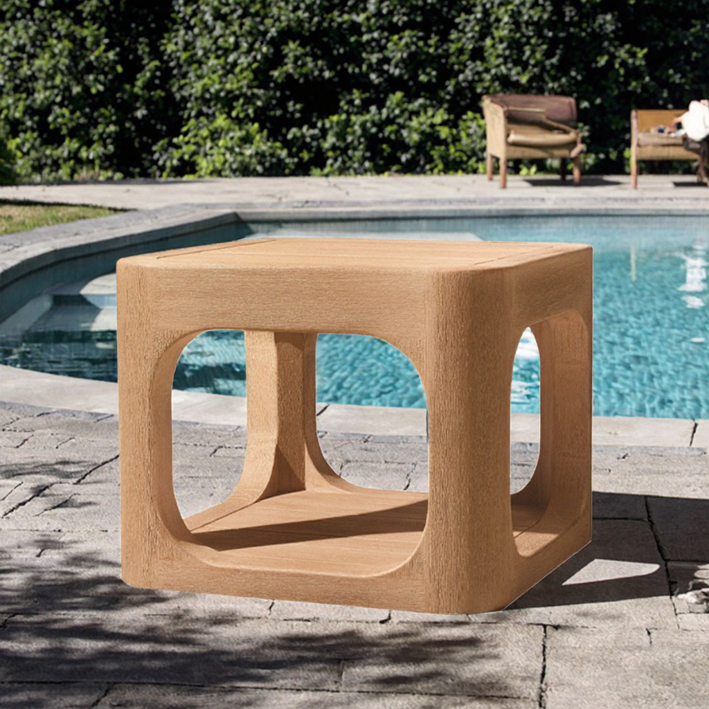 Customizable Modern Teak Wood Durable Outdoor End/Side Table for Hotel &amp; Villa Use Weather Resistant