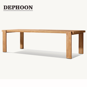 Customized Modern Durable Teak Solid Wood Coffee & Dining Table Outdoor Furniture Use Entry Hotel Villa Courtyard Park OEM