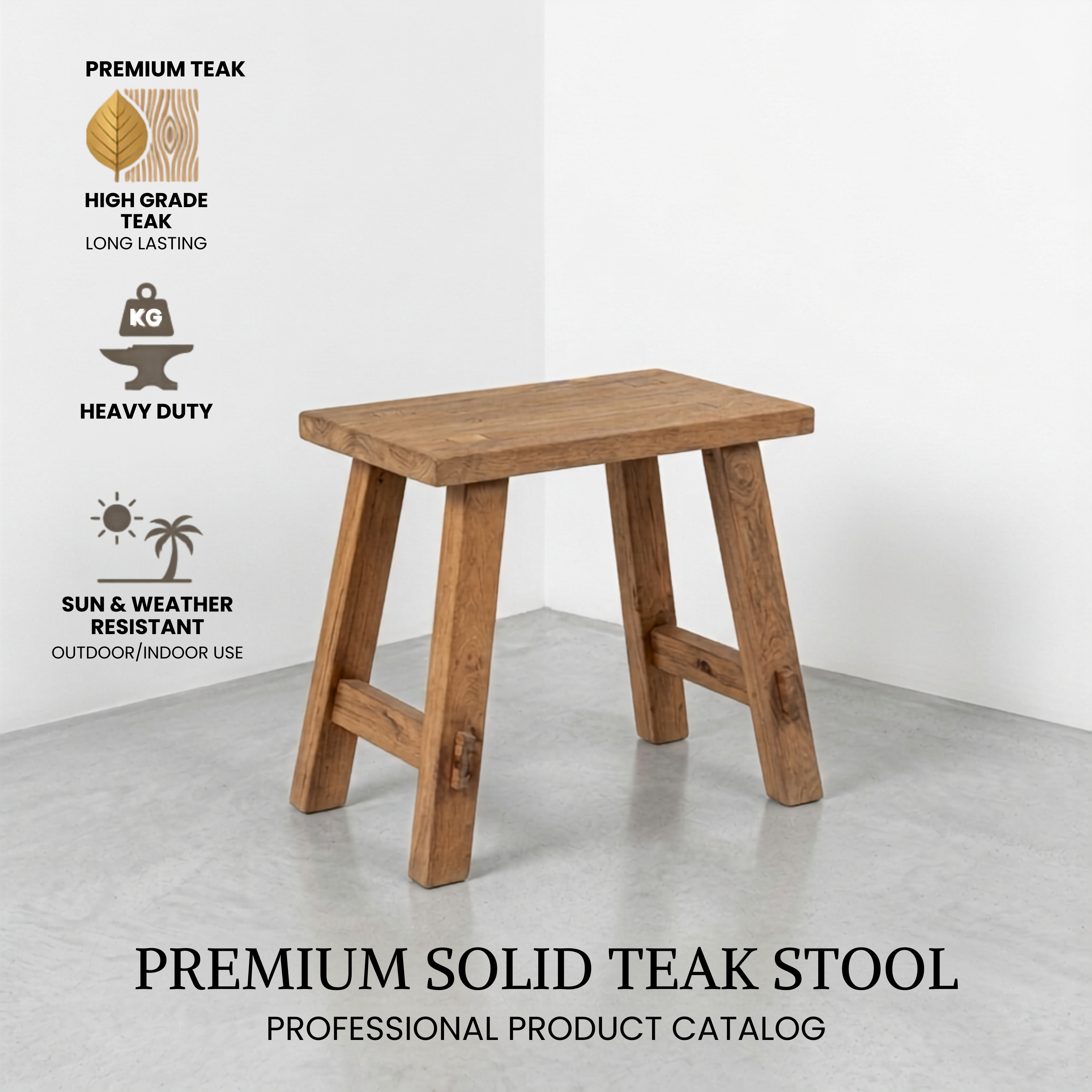 Teak Wood Stool Factory Rustic Wooden Bench OEM ODM Manufacturer Direct Jepara Indonesian Furniture Export Bulk Supplier
