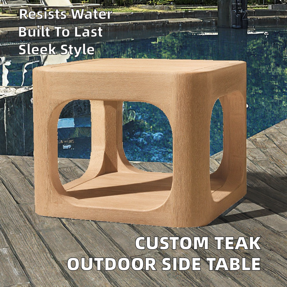Customizable Modern Teak Wood Durable Outdoor End/Side Table for Hotel &amp; Villa Use Weather Resistant